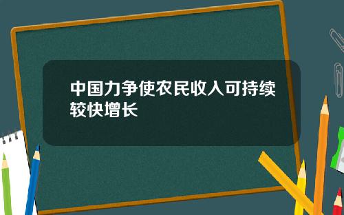 中国力争使农民收入可持续较快增长