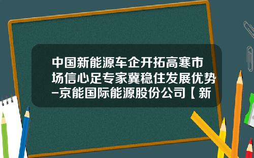 中国新能源车企开拓高寒市场信心足专家冀稳住发展优势-京能国际能源股份公司【新闻】.