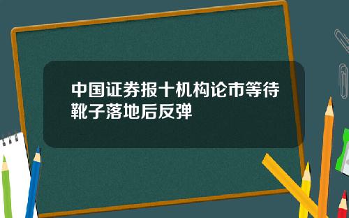 中国证券报十机构论市等待靴子落地后反弹