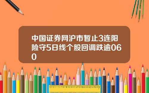中国证券网沪市暂止3连阳险守5日线个股回调跌逾060