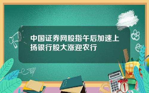 中国证券网股指午后加速上扬银行股大涨迎农行