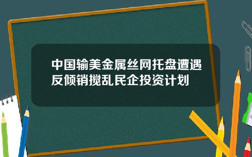 中国输美金属丝网托盘遭遇反倾销搅乱民企投资计划