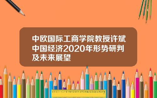中欧国际工商学院教授许斌中国经济2020年形势研判及未来展望