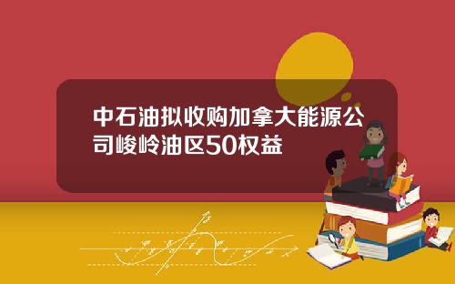 中石油拟收购加拿大能源公司峻岭油区50权益