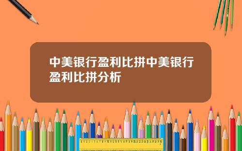 中美银行盈利比拼中美银行盈利比拼分析