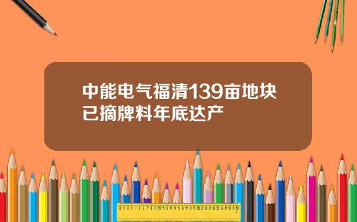 中能电气福清139亩地块已摘牌料年底达产