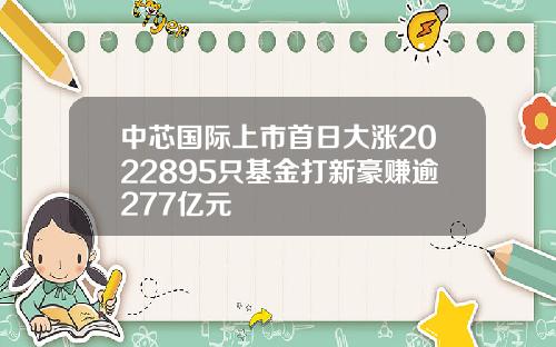 中芯国际上市首日大涨2022895只基金打新豪赚逾277亿元