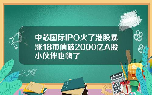 中芯国际IPO火了港股暴涨18市值破2000亿A股小伙伴也嗨了