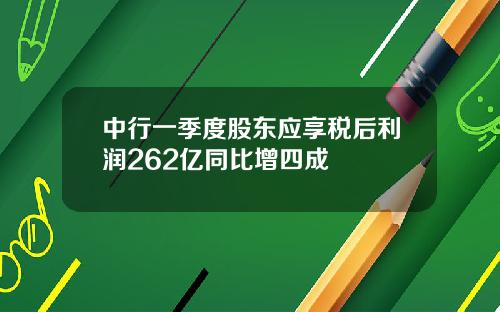 中行一季度股东应享税后利润262亿同比增四成