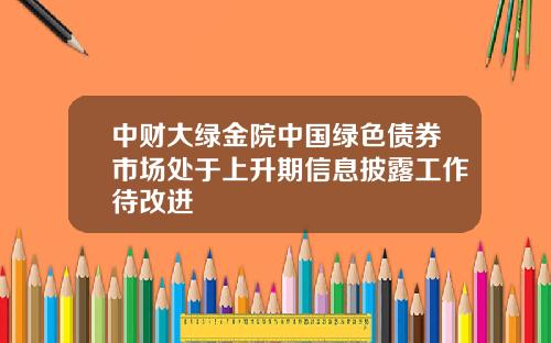 中财大绿金院中国绿色债券市场处于上升期信息披露工作待改进