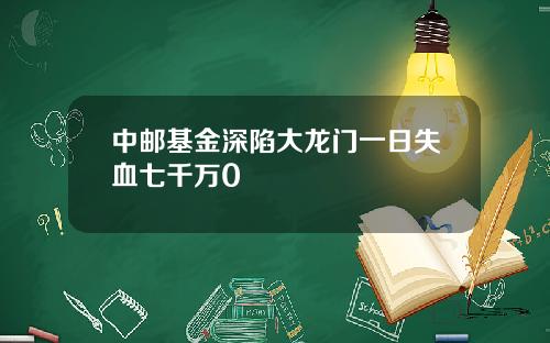 中邮基金深陷大龙门一日失血七千万0