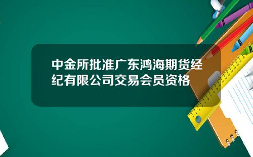 中金所批准广东鸿海期货经纪有限公司交易会员资格