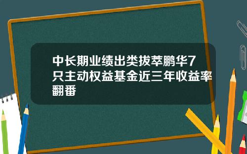 中长期业绩出类拔萃鹏华7只主动权益基金近三年收益率翻番