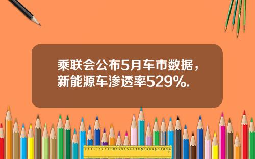 乘联会公布5月车市数据，新能源车渗透率529%.