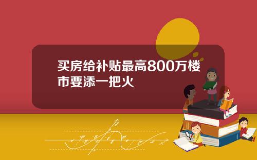 买房给补贴最高800万楼市要添一把火