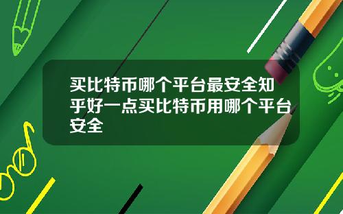 买比特币哪个平台最安全知乎好一点买比特币用哪个平台安全