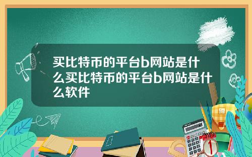 买比特币的平台b网站是什么买比特币的平台b网站是什么软件