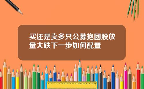 买还是卖多只公募抱团股放量大跌下一步如何配置