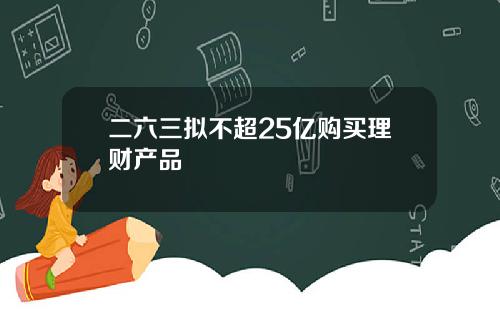 二六三拟不超25亿购买理财产品