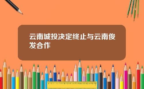 云南城投决定终止与云南俊发合作