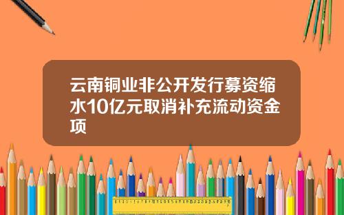 云南铜业非公开发行募资缩水10亿元取消补充流动资金项