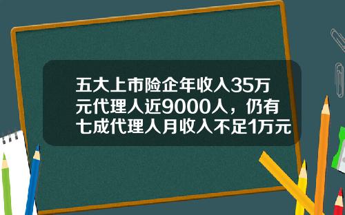 五大上市险企年收入35万元代理人近9000人，仍有七成代理人月收入不足1万元-友邦保险百万圆桌要多少佣金mdrt
