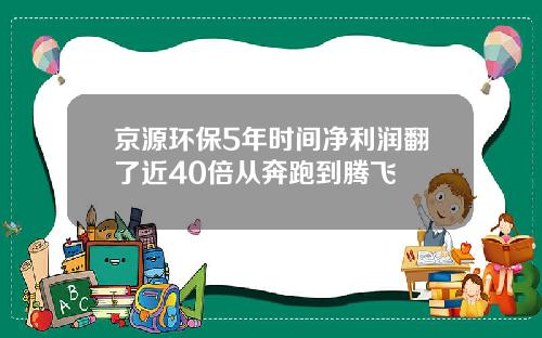 京源环保5年时间净利润翻了近40倍从奔跑到腾飞