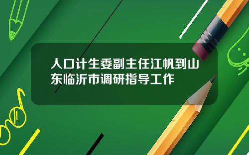 人口计生委副主任江帆到山东临沂市调研指导工作