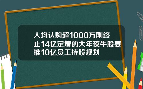 人均认购超1000万刚终止14亿定增的大年夜牛股要推10亿员工持股规划
