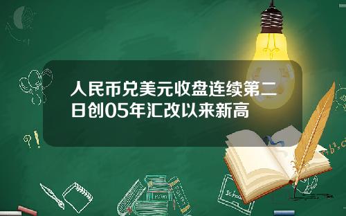 人民币兑美元收盘连续第二日创05年汇改以来新高
