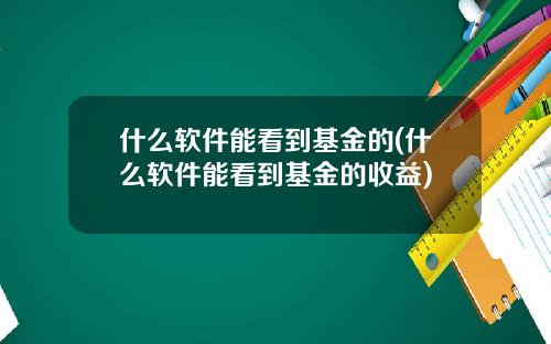 什么软件能看到基金的(什么软件能看到基金的收益)