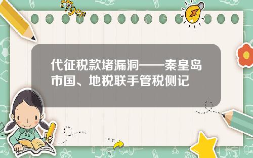 代征税款堵漏洞——秦皇岛市国、地税联手管税侧记