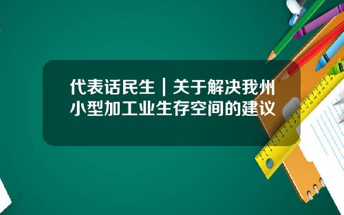 代表话民生｜关于解决我州小型加工业生存空间的建议