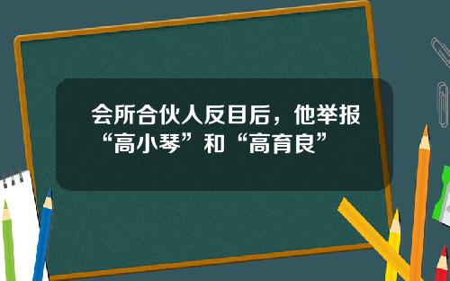 会所合伙人反目后，他举报“高小琴”和“高育良”