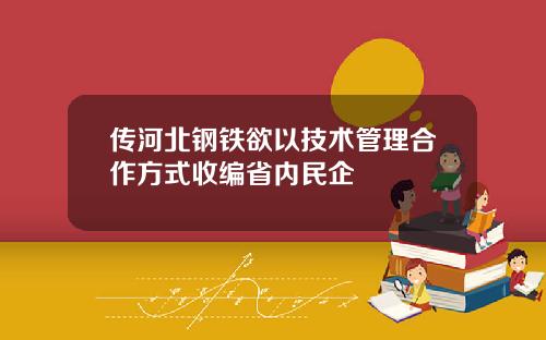 传河北钢铁欲以技术管理合作方式收编省内民企