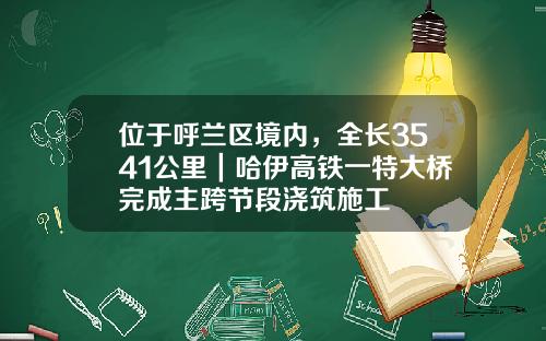 位于呼兰区境内，全长3541公里｜哈伊高铁一特大桥完成主跨节段浇筑施工