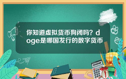 你知道虚拟货币狗闭吗？doge是哪国发行的数字货币