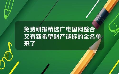 免费研报精选广电国网整合又有新希望财产链标的全名单来了