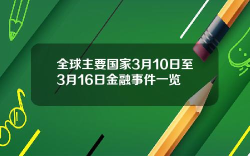 全球主要国家3月10日至3月16日金融事件一览
