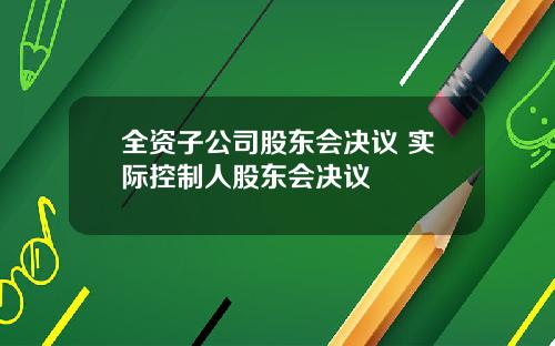 全资子公司股东会决议 实际控制人股东会决议