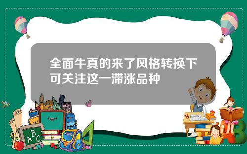 全面牛真的来了风格转换下可关注这一滞涨品种