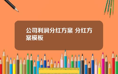 公司利润分红方案 分红方案模板