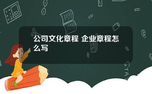 公司文化章程 企业章程怎么写