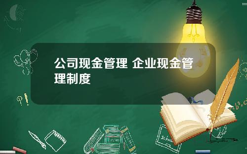 公司现金管理 企业现金管理制度