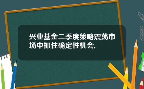 兴业基金二季度策略震荡市场中抓住确定性机会.