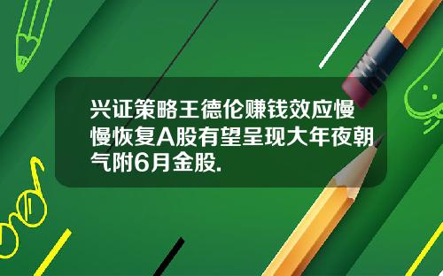 兴证策略王德伦赚钱效应慢慢恢复A股有望呈现大年夜朝气附6月金股.