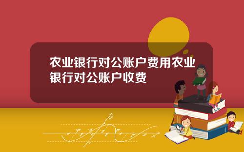 农业银行对公账户费用农业银行对公账户收费