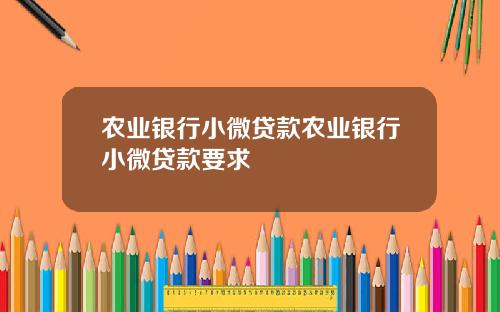 农业银行小微贷款农业银行小微贷款要求