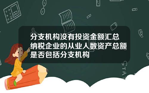 分支机构没有投资金额汇总纳税企业的从业人数资产总额是否包括分支机构