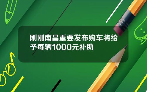 刚刚南昌重要发布购车将给予每辆1000元补助